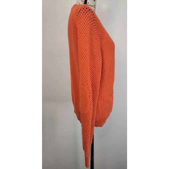Sundance Sweater Womens Sz Large Rabbit Hair Blend Orange Button Pocket Cardigan - Picture 4 of 8